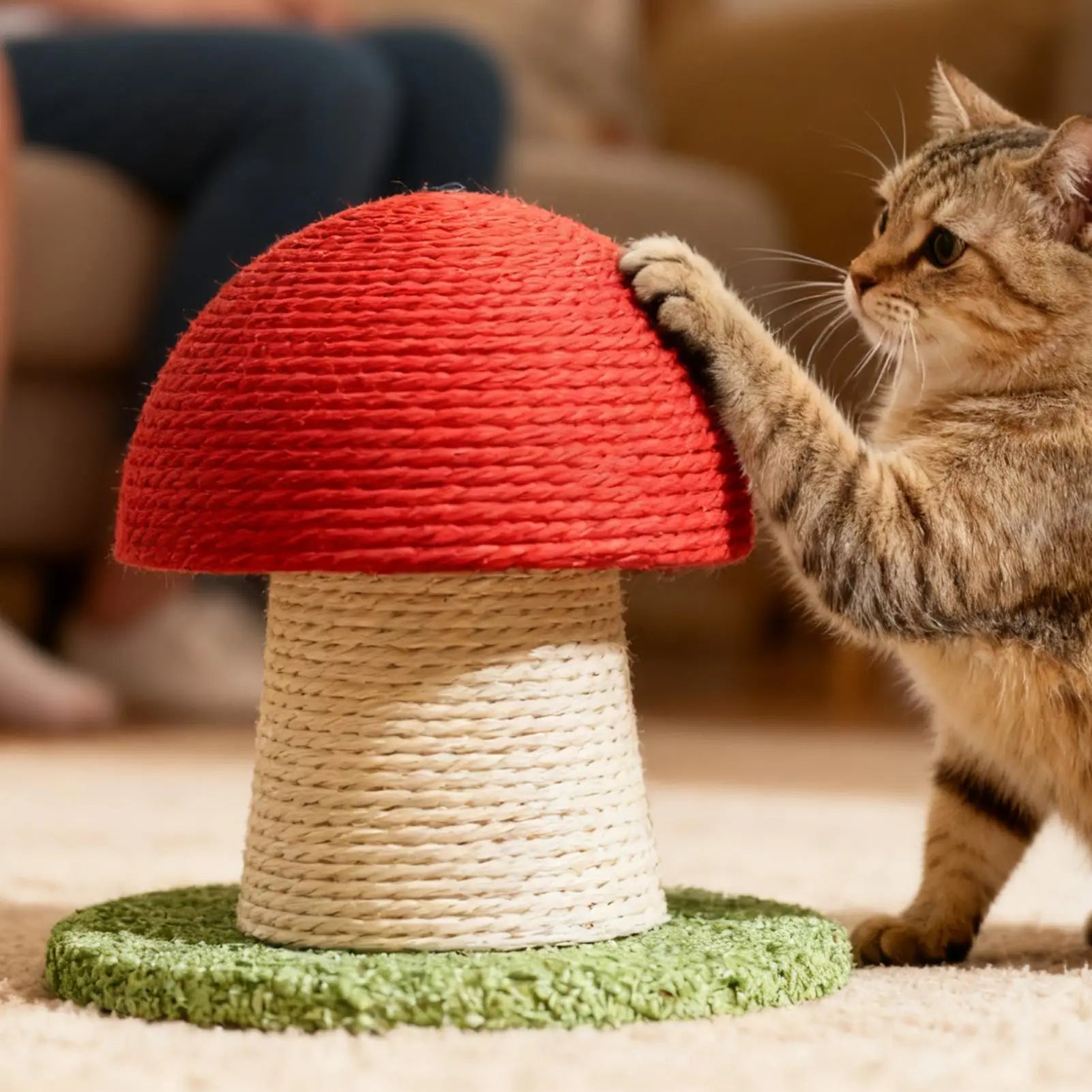 Mushroom Castle Mini Cat Scratching Post | Modern Natural Sisal Vertical Claw Scratcher