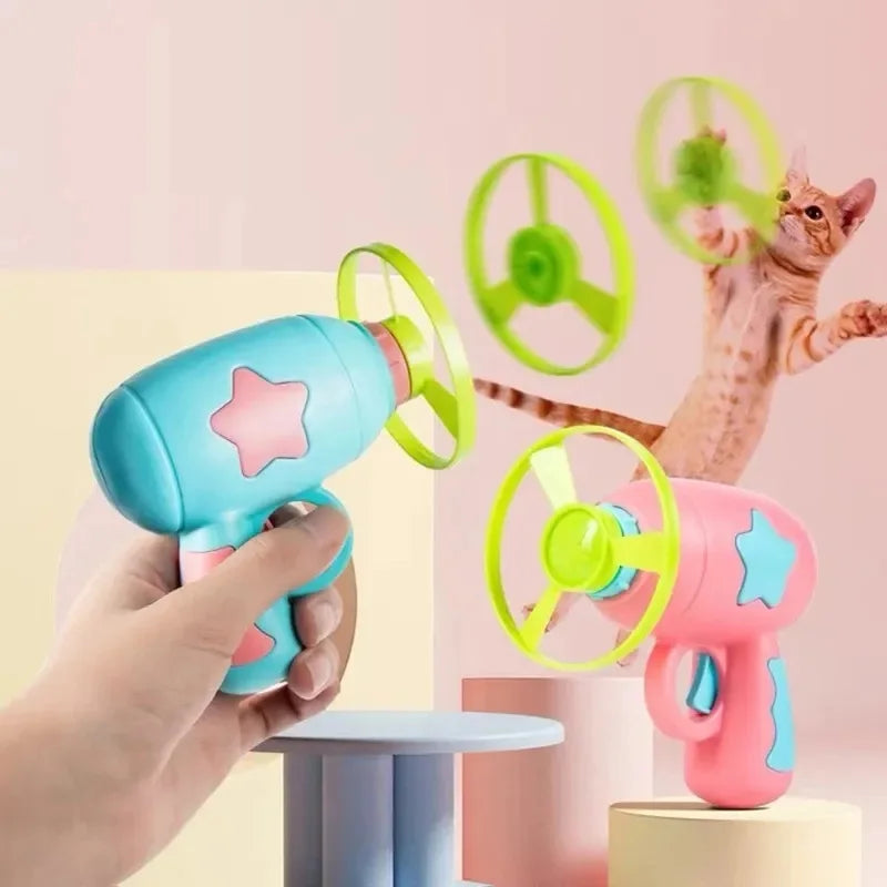 Mini Flying Disc Cat Launcher Gun | Interactive Pocket-Sized Indoor Chasing Toy