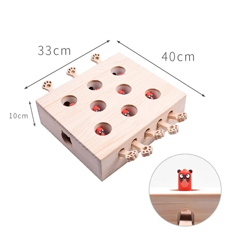 Solid Wood Interactive Whack-A-Mole Cat Toy