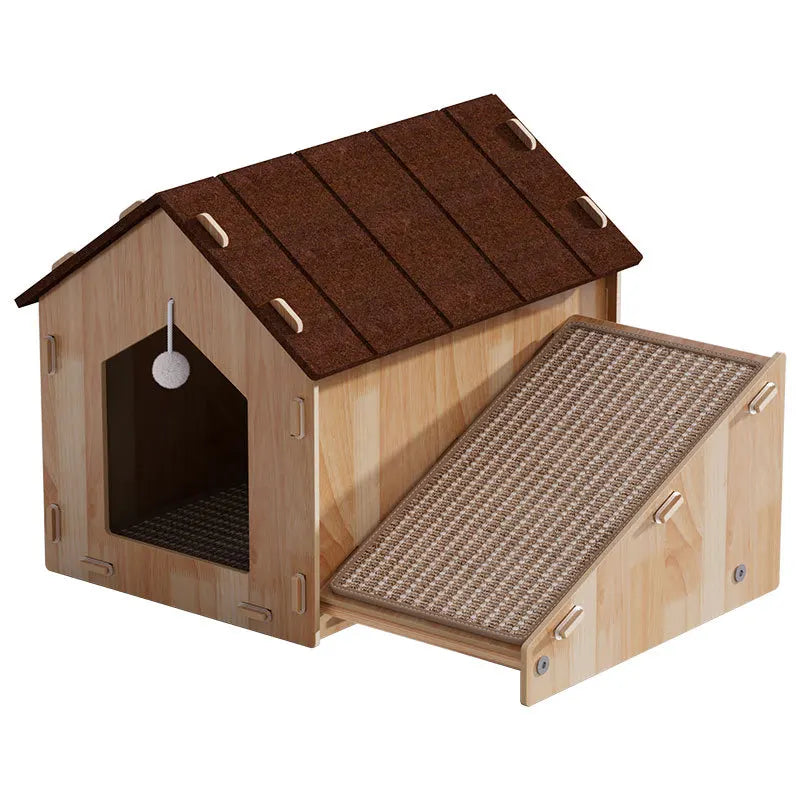 Integrated Double-Layer Cat House & Jute Scratching Board