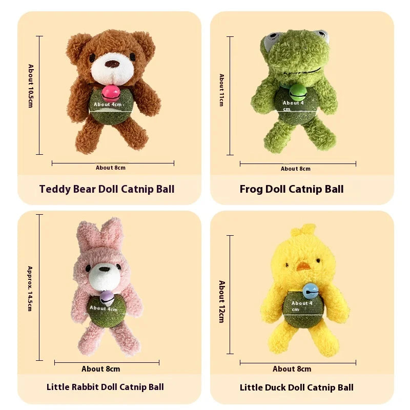 Interactive Catnip Plush Character Toy | Self-Entertainment Dental Chew with Built-In Bell