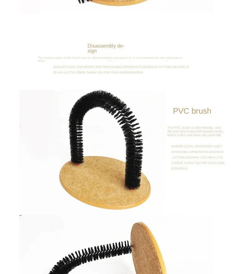 3-in-1 Cat Grooming Arch & Scratching Pad | Interactive Self-Massage Bristle Toy