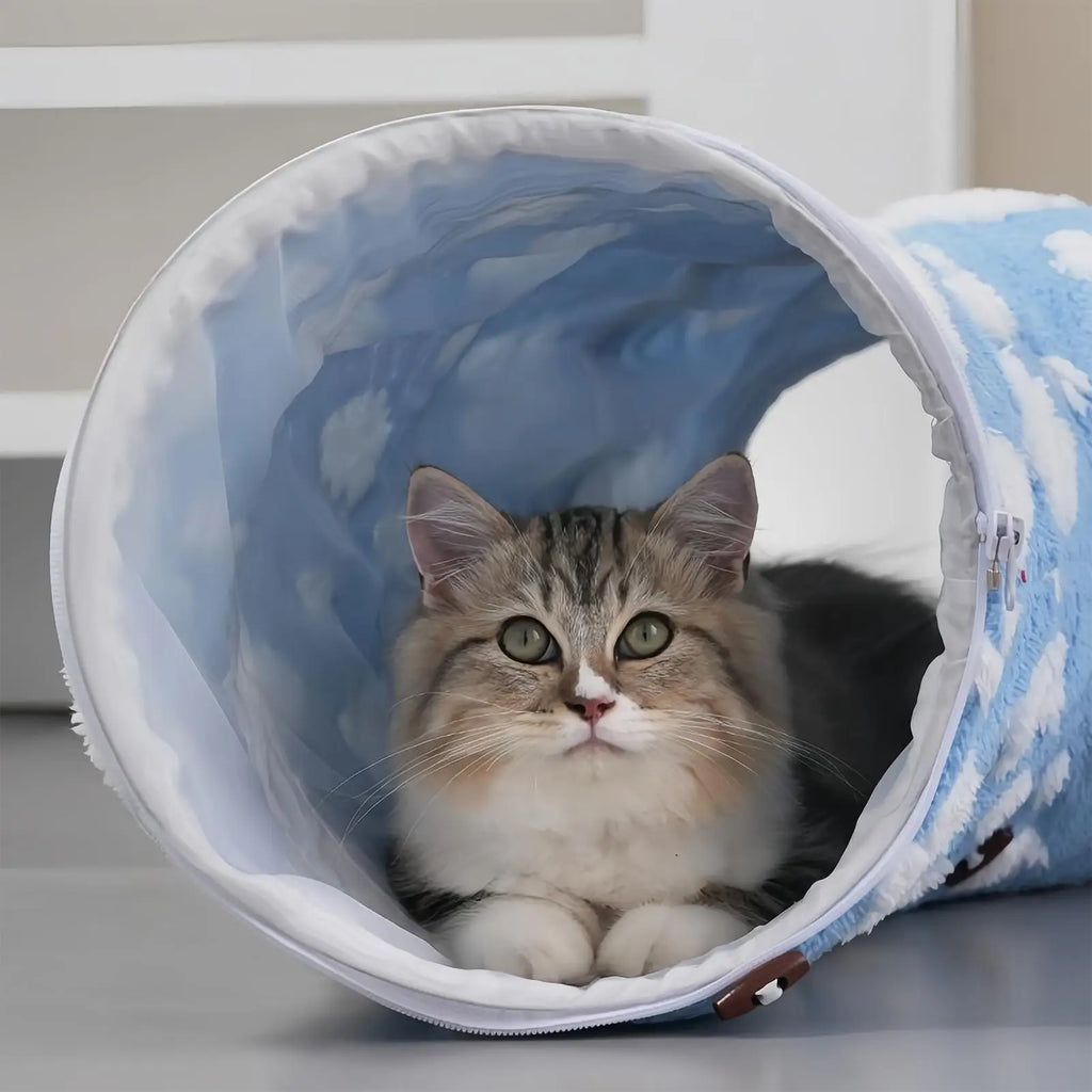 Detachable Round Donut Cat Tunnel Bed
