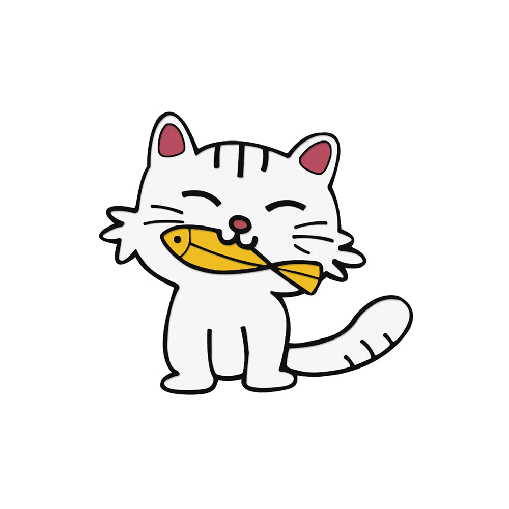 Edgy, Cute, Rebel, Punk Black-White Cat with Knife Enamel Pin