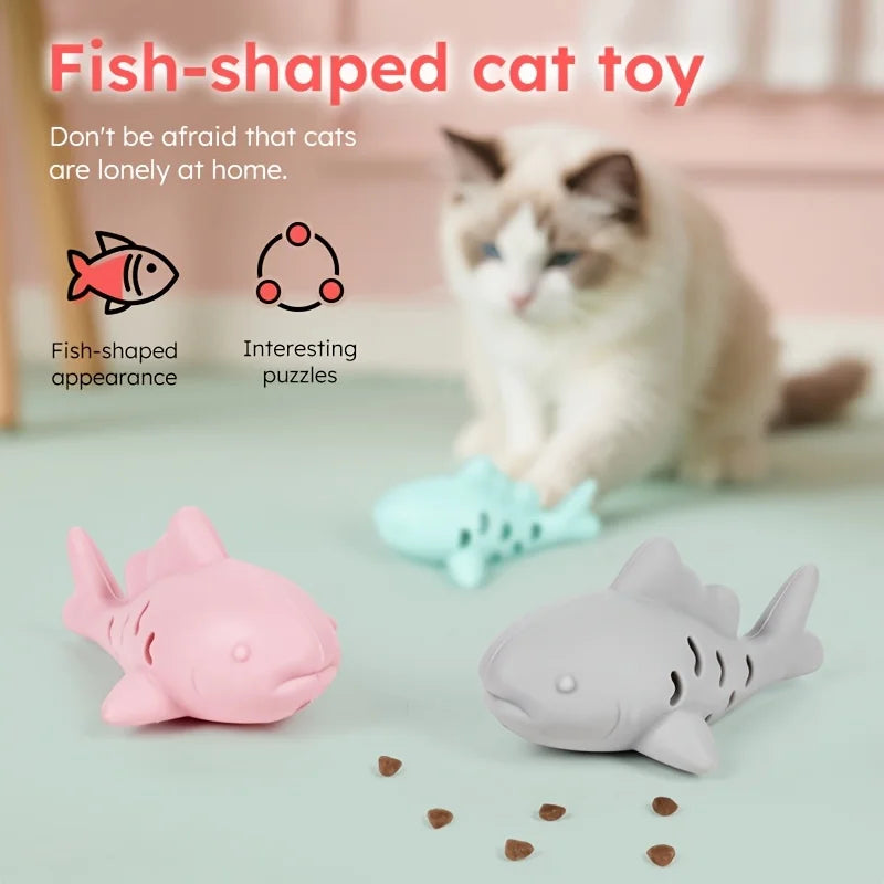 Interactive Silicone Fish Treat-Dispensing Chew Toy