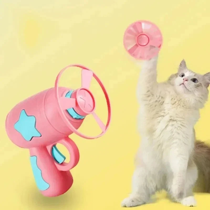 Mini Flying Disc Cat Launcher Gun | Interactive Pocket-Sized Indoor Chasing Toy