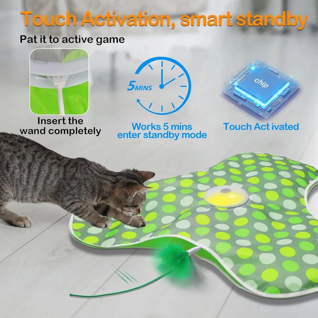 Automatic Peek-a-Boo Moving Feather & Squeaky Mouse Cat Toy