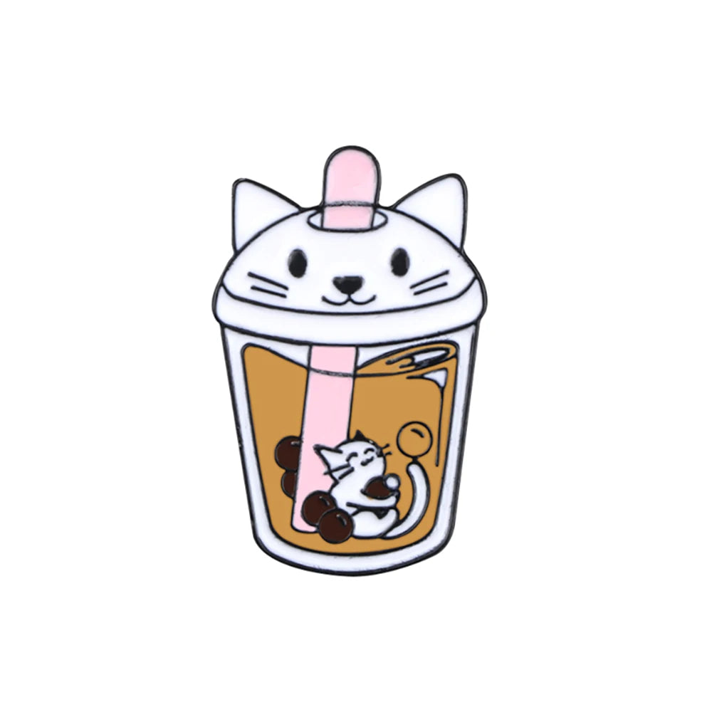 Edgy, Cute, Rebel, Punk Black-White Cat with Knife Enamel Pin