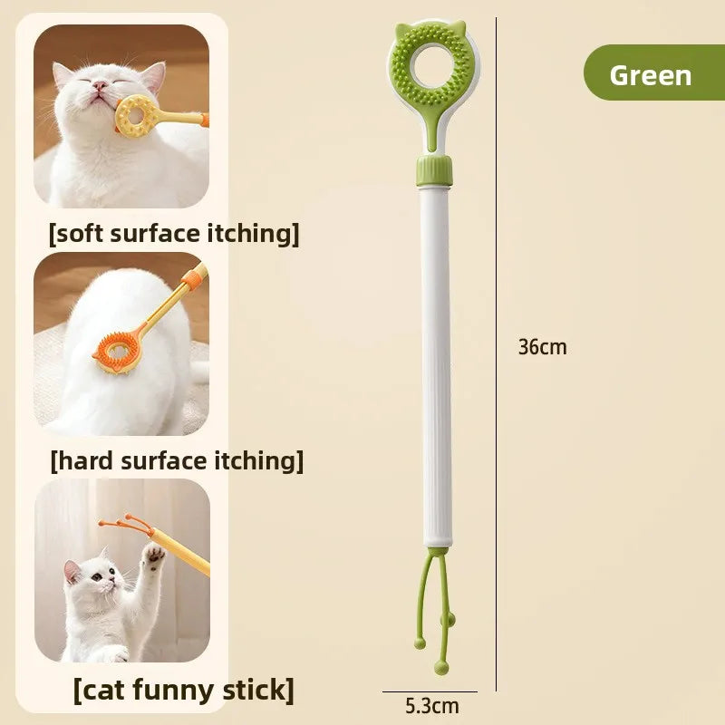 2-in-1 Retractable Kitten Teaser Wand & Grooming Massager