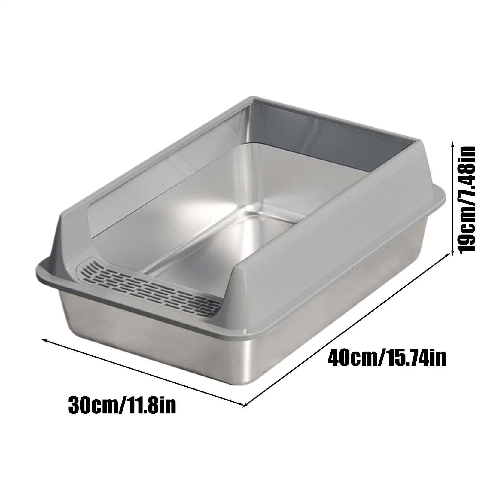 Deepened Semi-Enclosed Stainless Steel Cat Litter Box
