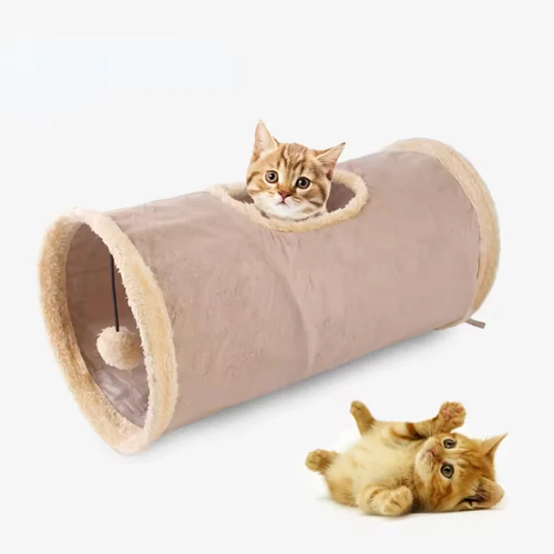 Foldable Suede Plush Cat Tunnel