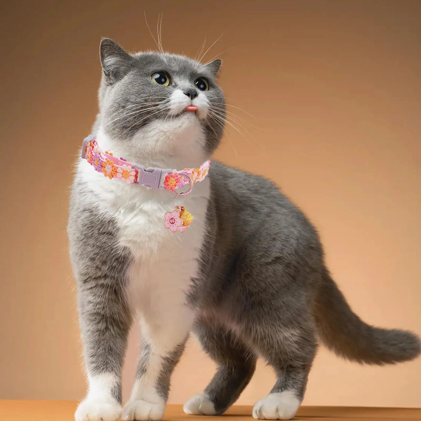 Adjustable Flower Breakaway Cat Collar with Detachable Bell