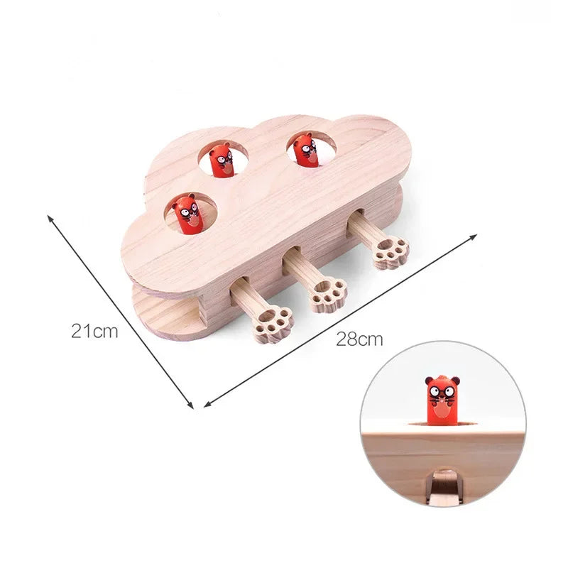 Solid Wood Interactive Whack-A-Mole Cat Toy