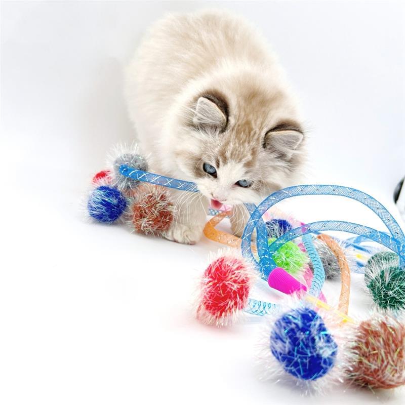 MOONBIFFY Flexible Interactive Cat Teaser Wand with Plush Hunting Ball