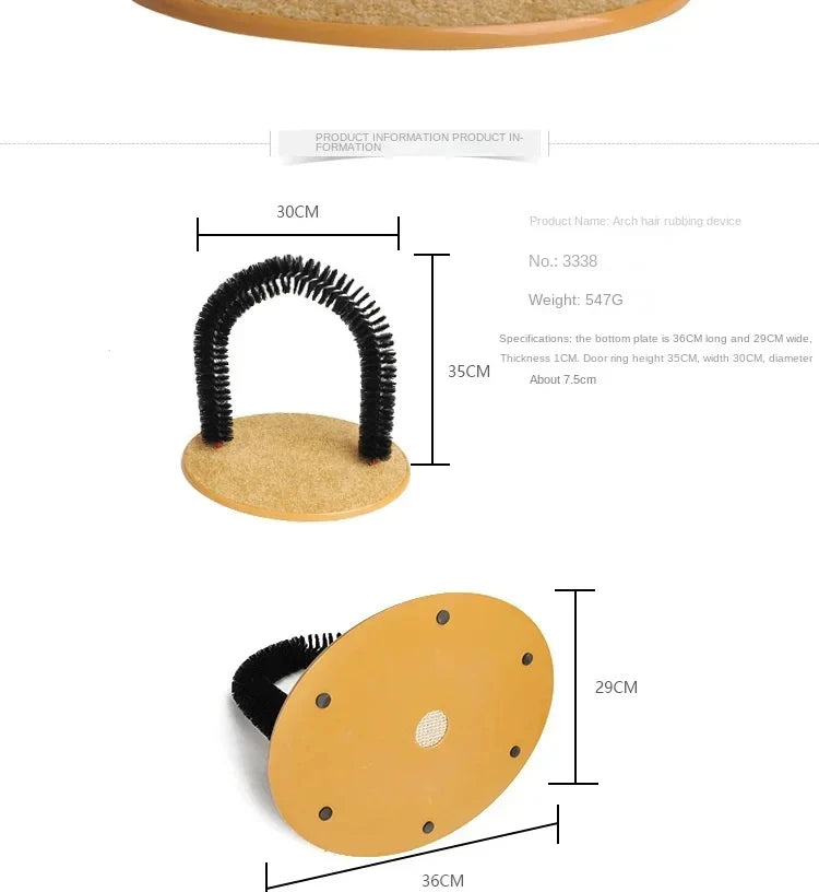 3-in-1 Cat Grooming Arch & Scratching Pad | Interactive Self-Massage Bristle Toy