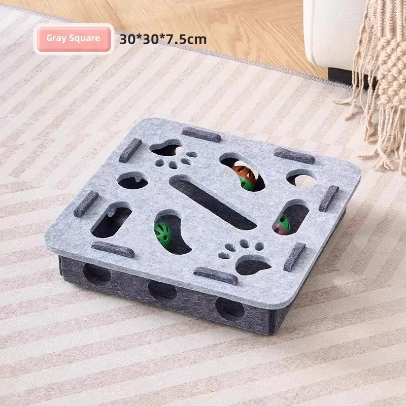 Interactive Felt Cat Puzzle Box & Ball Launcher Activity Game