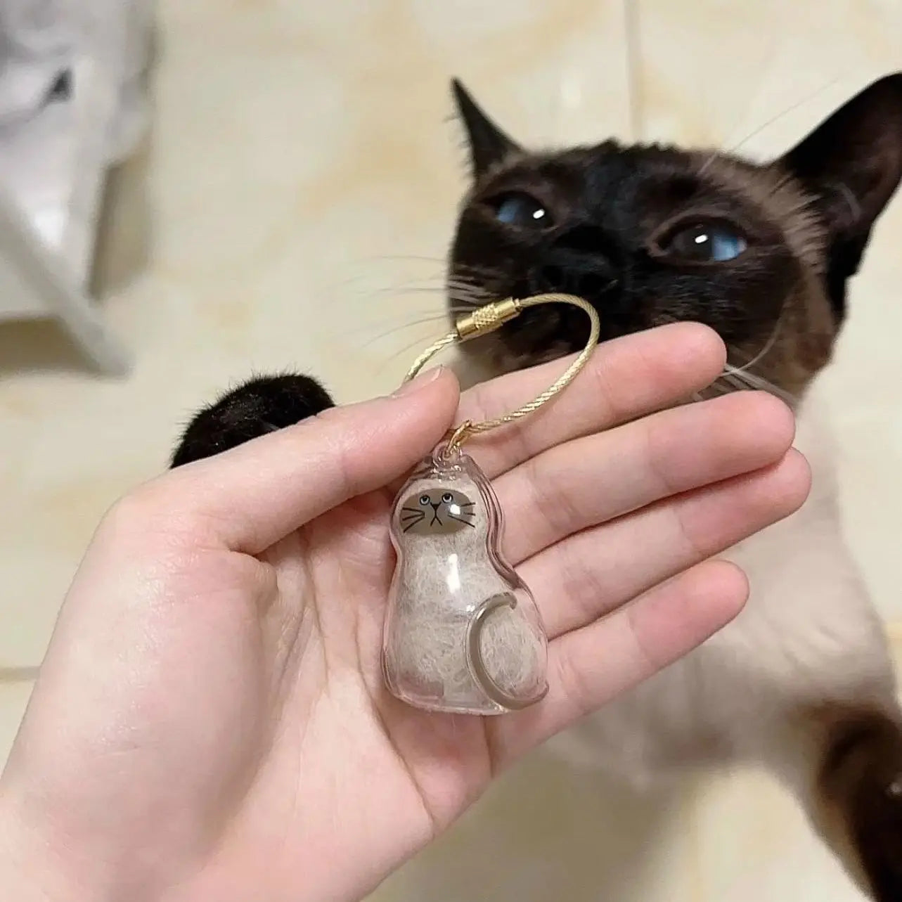The Forever Close Cat Hair Memorial Storage Keychain