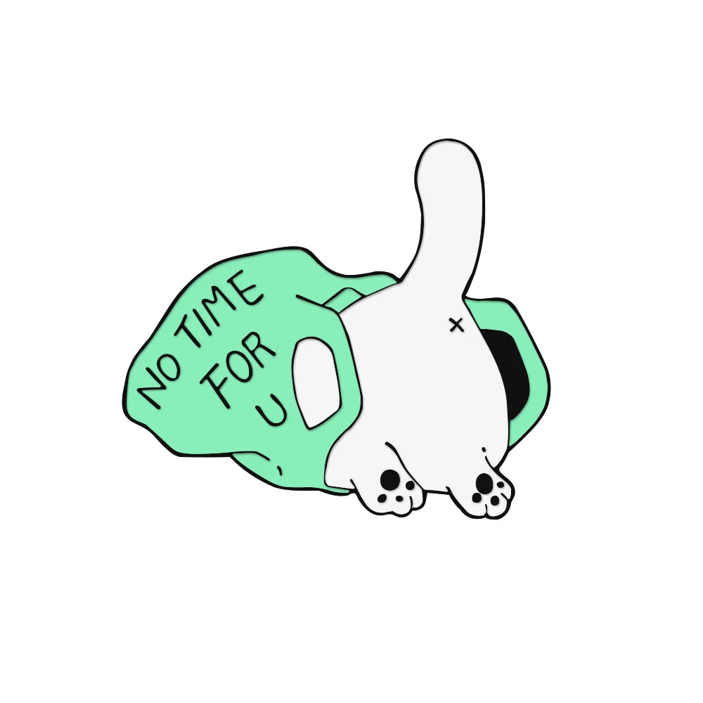 Edgy, Cute, Rebel, Punk Black-White Cat with Knife Enamel Pin