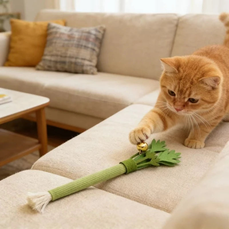 Interactive Felt Catnip Molar Stick | Dental Care & Squeaky Cat Chew Toy
