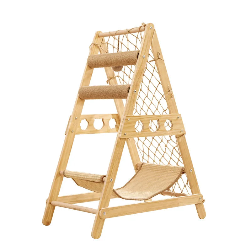 Solid Wood Kitten Play-Corner & Hammock