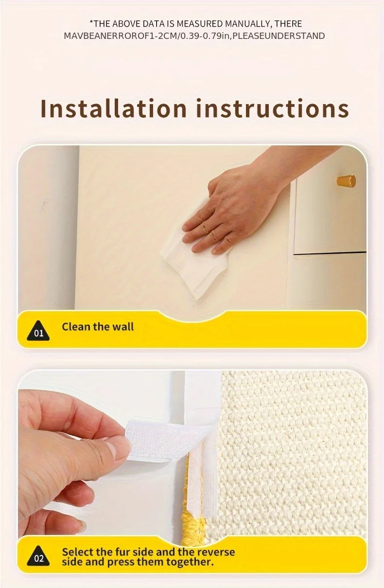 Minimalist Wall-Mounted Cat Scratching Mat | Space-Saving Soft Fabric Clawing Pad
