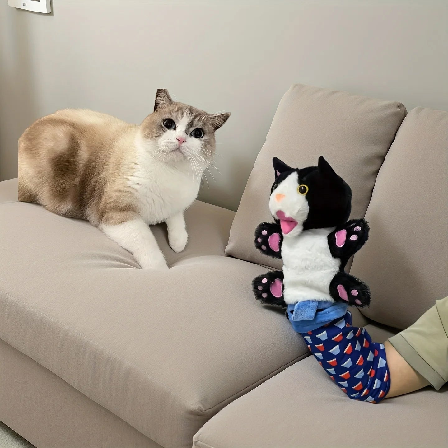 Interactive Cat Wrestling Puppet Toy | Durable Poseable Plush Figure for Indoor Bunny-Kicking Play