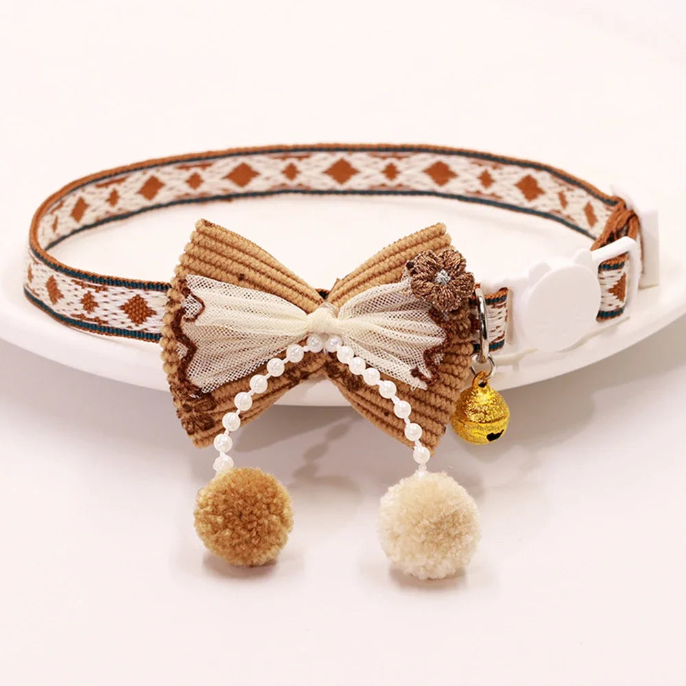 Adjustable Cartoon Print Cat Collar with Location Bell