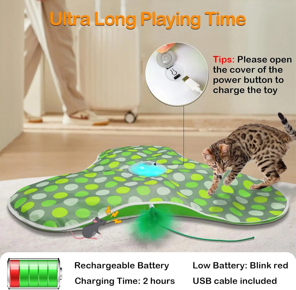 Automatic Peek-a-Boo Moving Feather & Squeaky Mouse Cat Toy