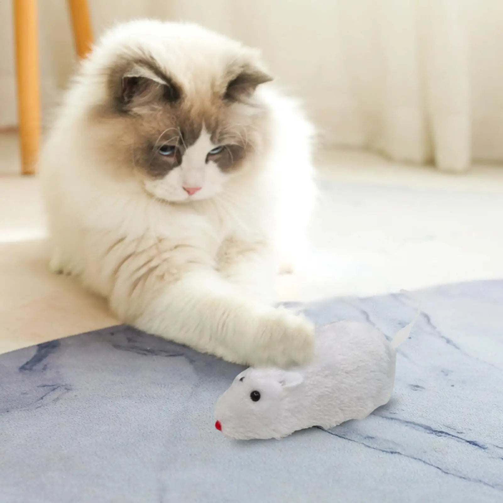 Wind-Up Moving Plush Mouse Cat Toy | Interactive Battery-Free Chasing Game