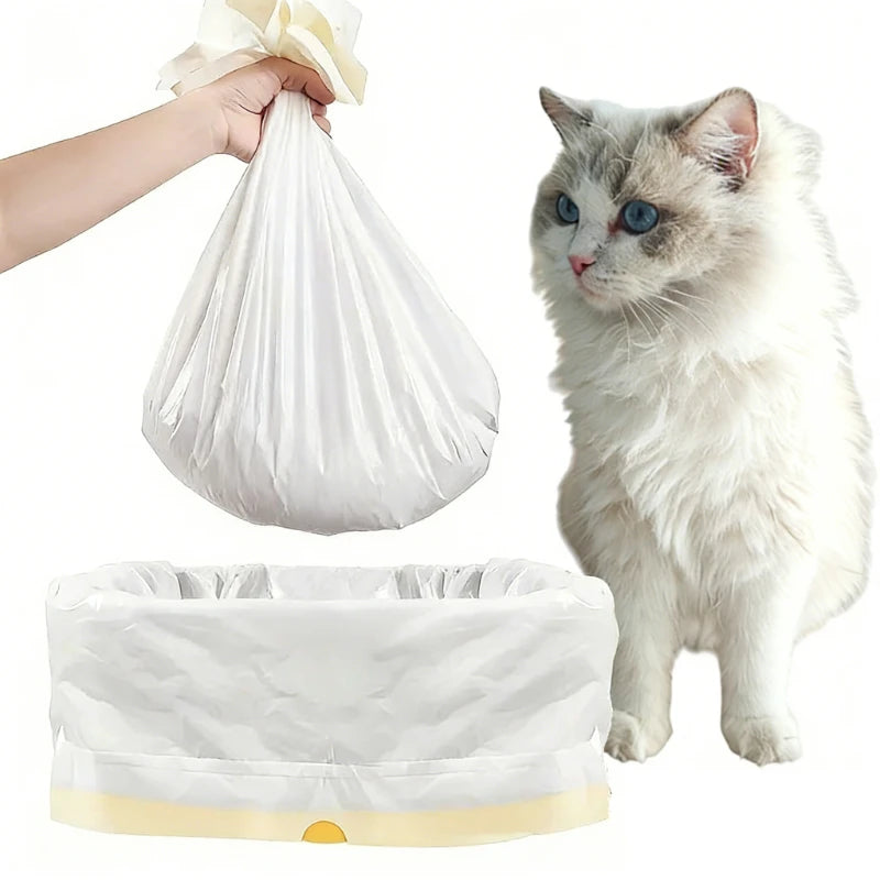 Heavy-Duty Drawstring Cat Litter Box Liners | Multi-Functional Waste Bags for Quick Clean