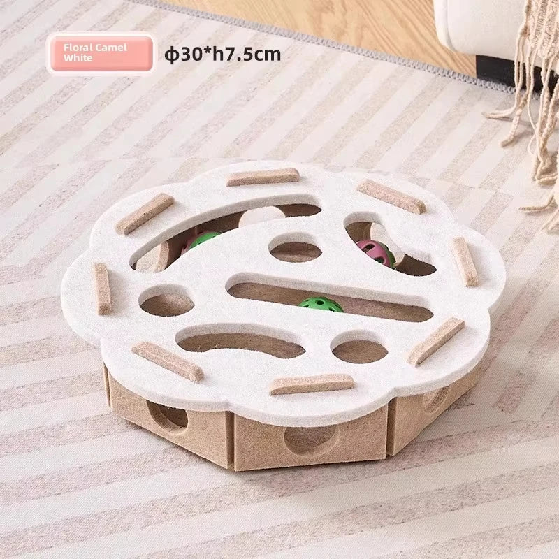 Interactive Felt Cat Puzzle Box & Ball Launcher Activity Game