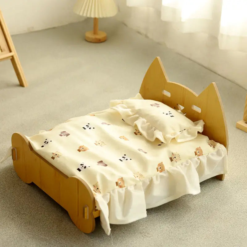 Cute Wooden Shape Luxury Cat Bed | Removable & Washable Four-Season Indoor BED