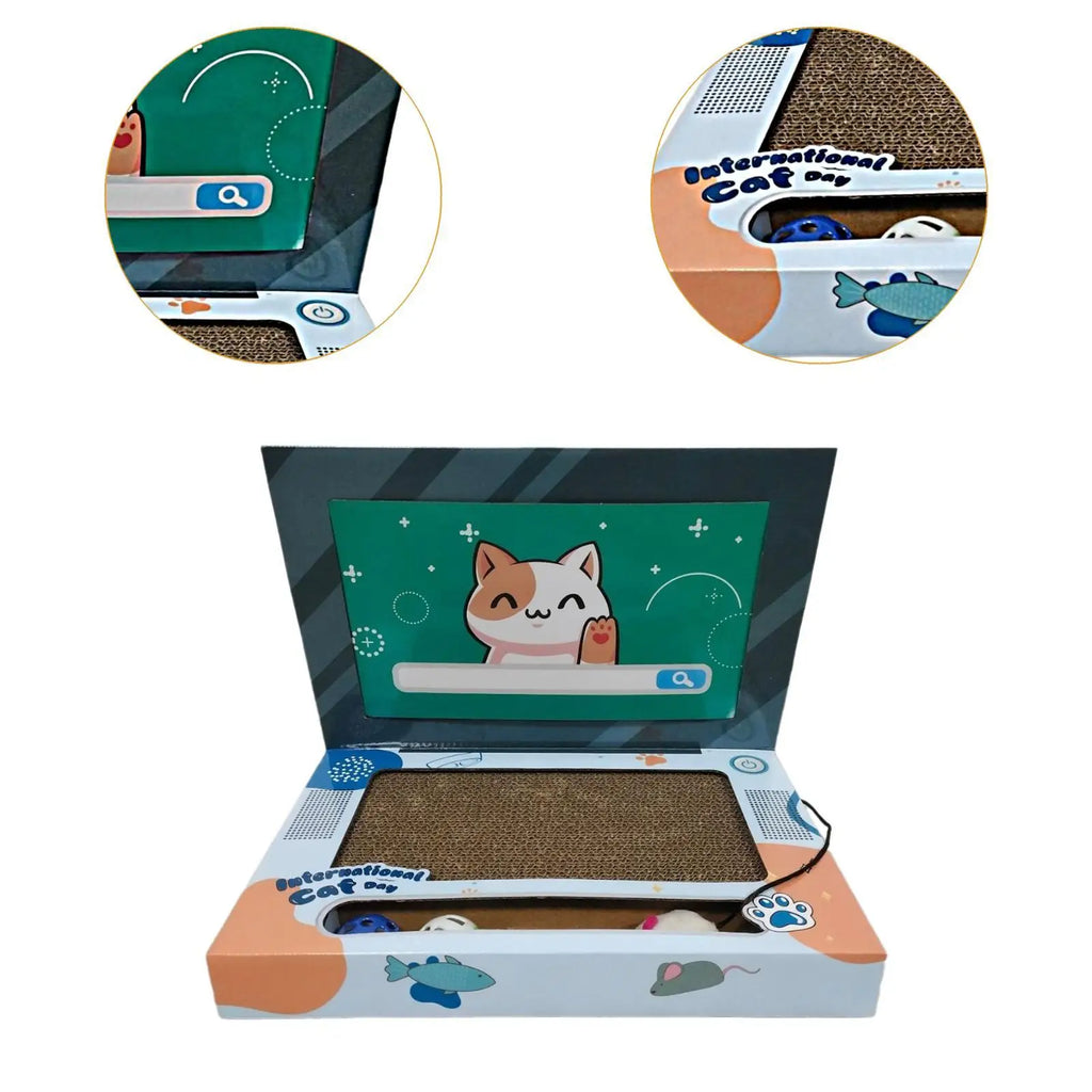 Serenable 3-in-1 Foldable Cat "Laptop" Scratcher & Interactive Play Station