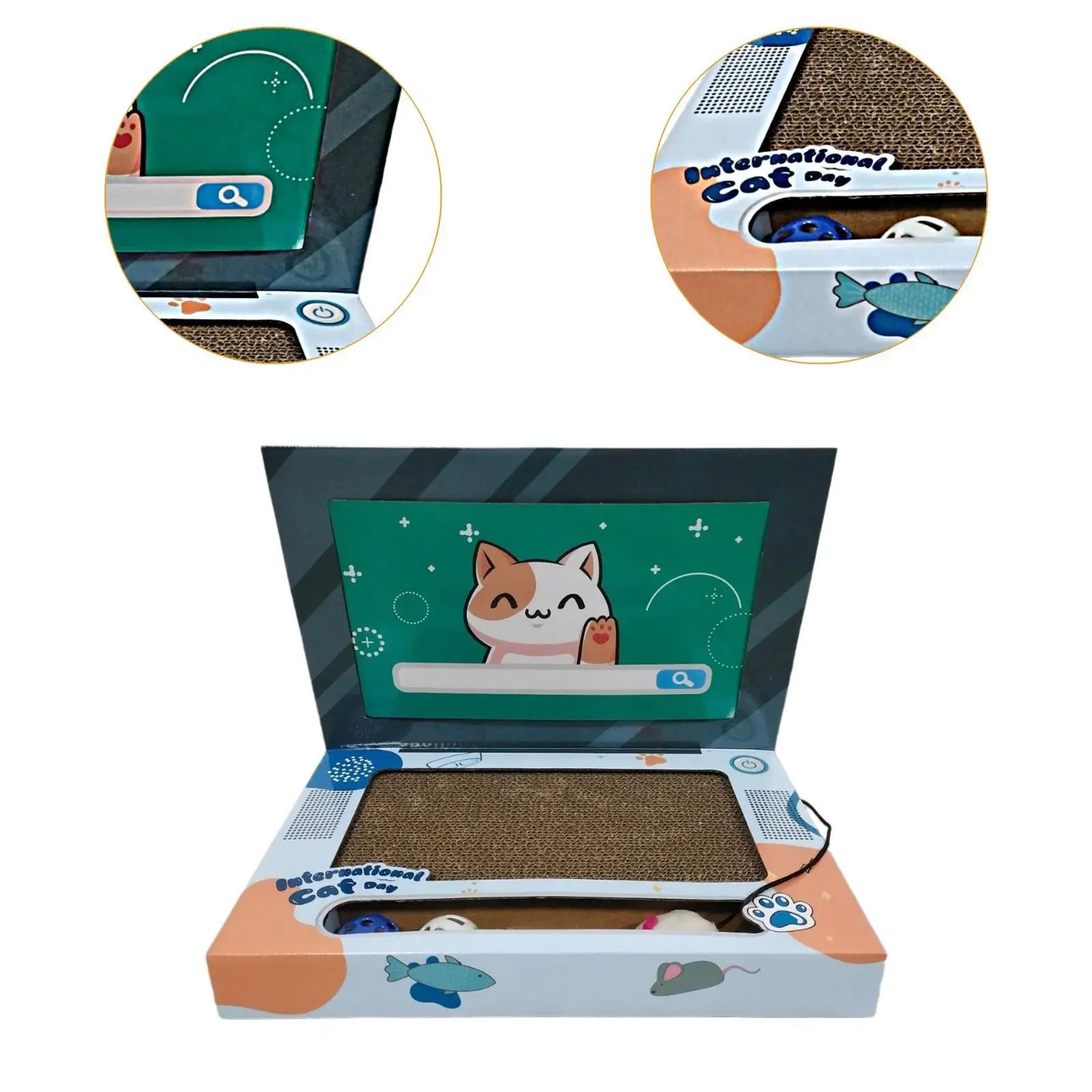 Serenable 3-in-1 Foldable Cat "Laptop" Scratcher & Interactive Play Station