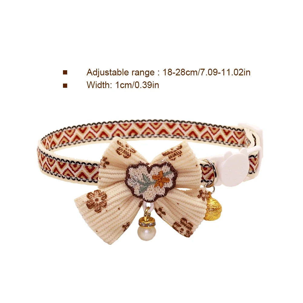 Adjustable Cartoon Print Cat Collar with Location Bell