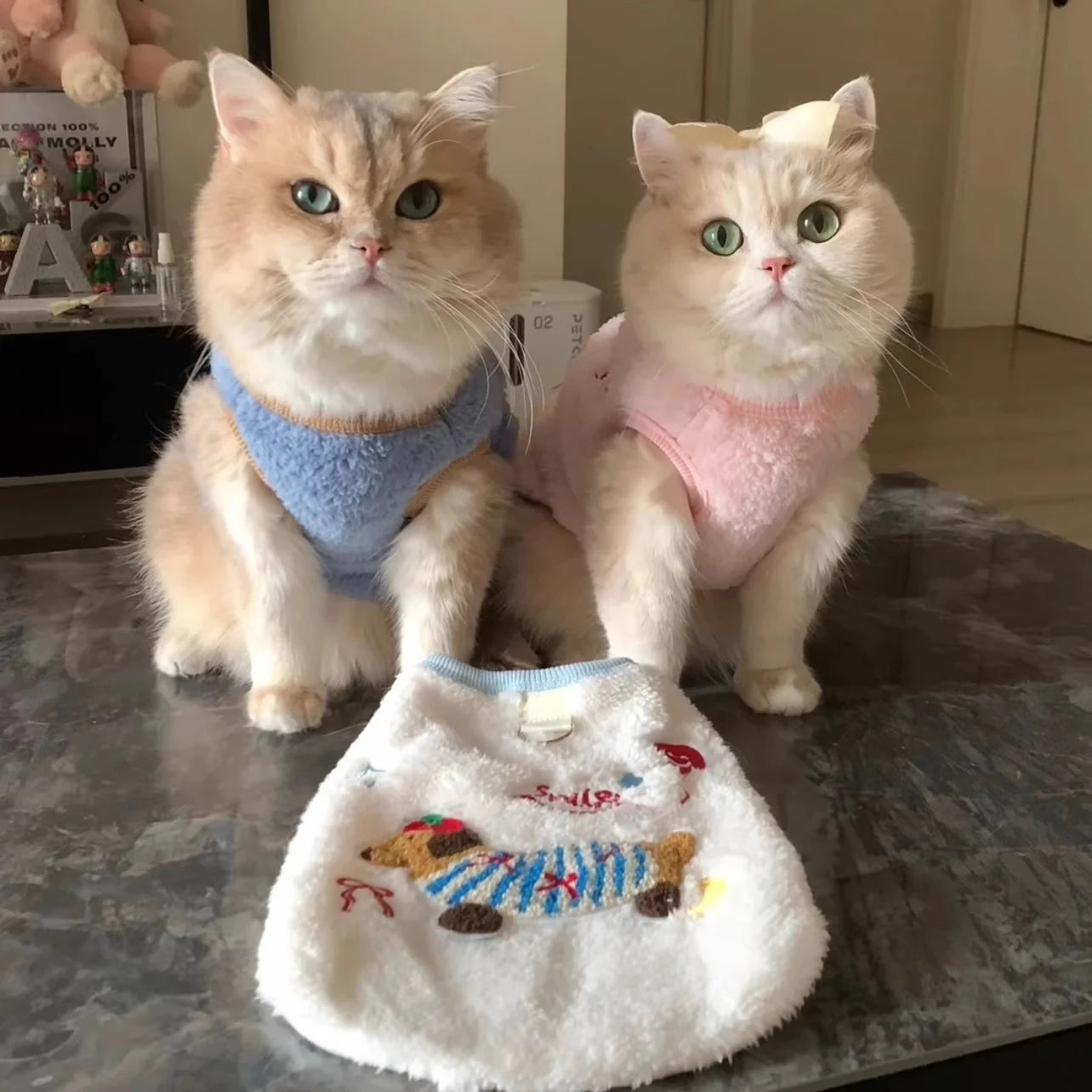 Ultra-Soft Plush Fleece Winter Cat Vest - Warm Thermal Indoor Jacket
