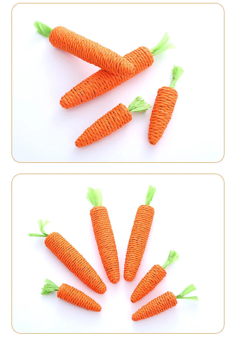 Interactive Carrot Cat Chew Toy | Bite-Resistant Natural Paper Rope Dental Scratcher