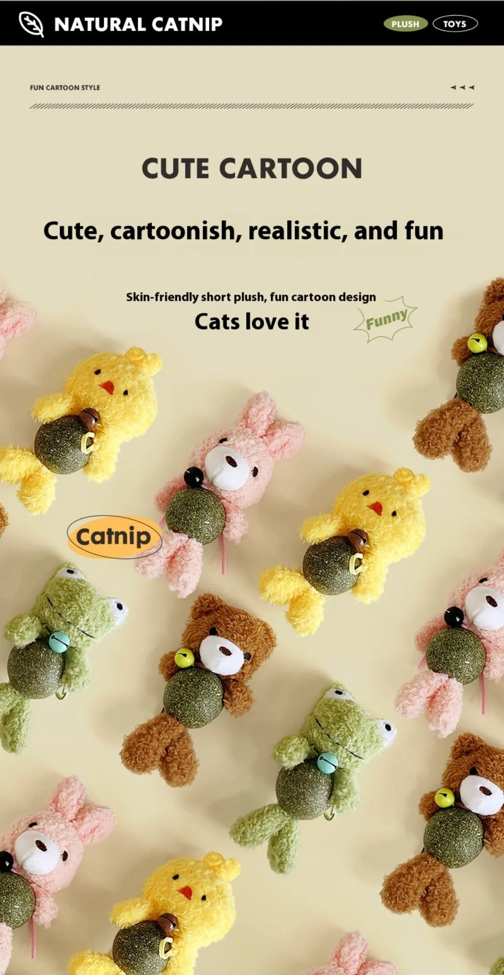 Interactive Catnip Plush Character Toy | Self-Entertainment Dental Chew with Built-In Bell