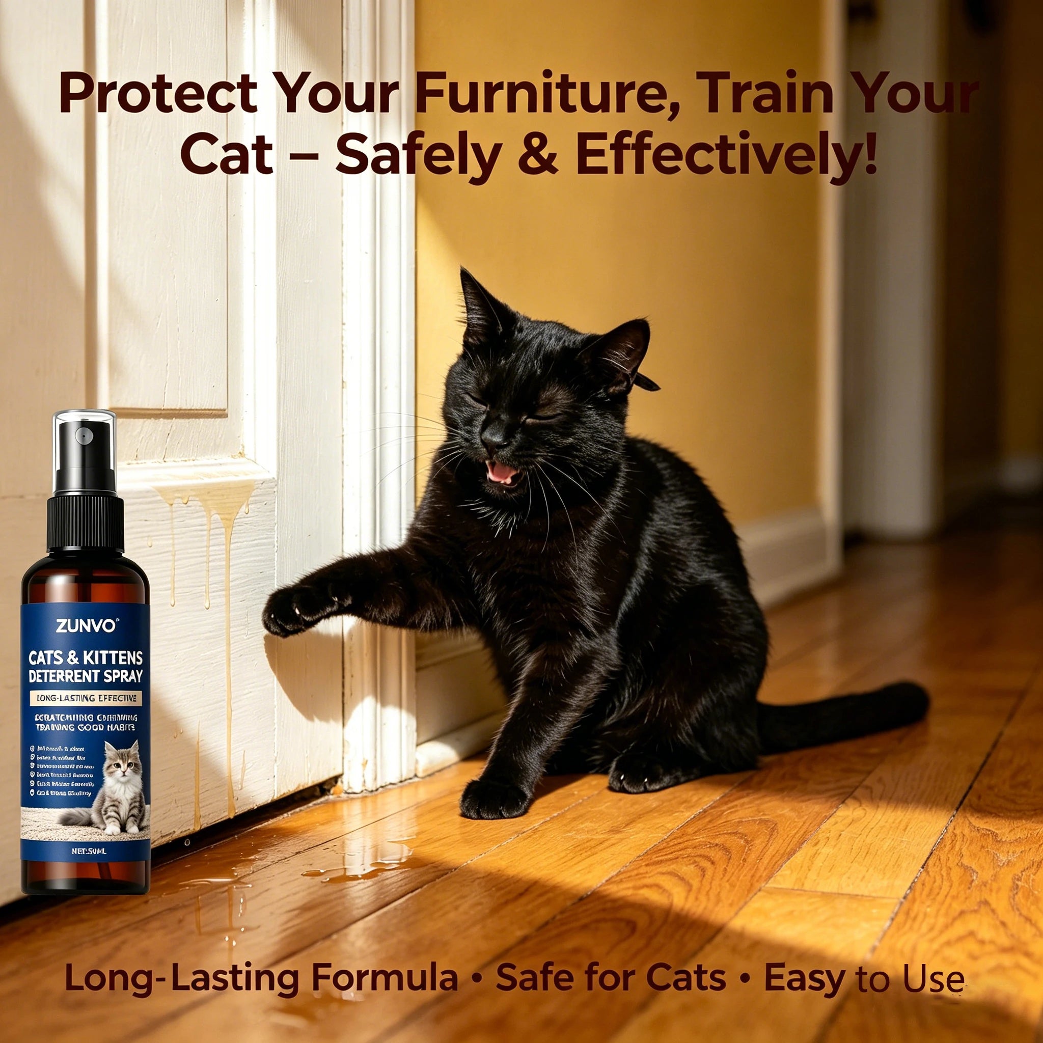 Safe & Gentle Cat Deterrent Spray Anti-Scratch & No-Chew Training Aid