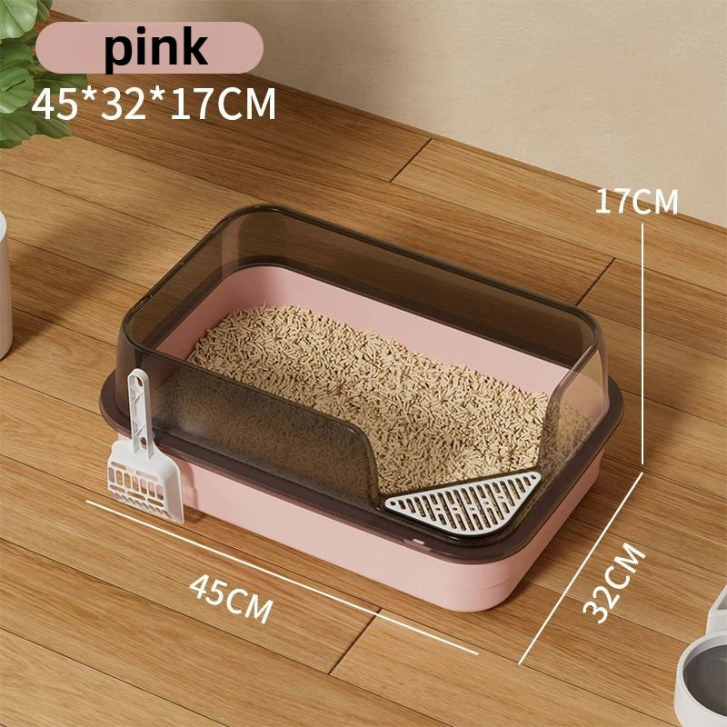 Splash-Proof High-Fence Semi-Enclosed Cat Litter Box