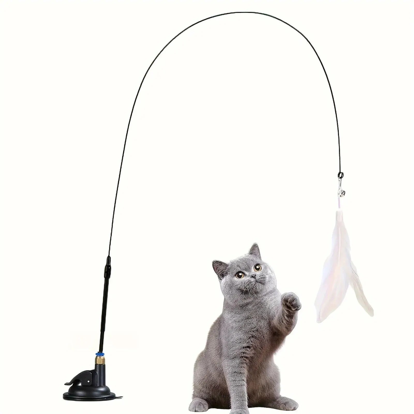 Hands-Free Suction Cup Cat Feather Wand – The Ultimate Boredom Buster!