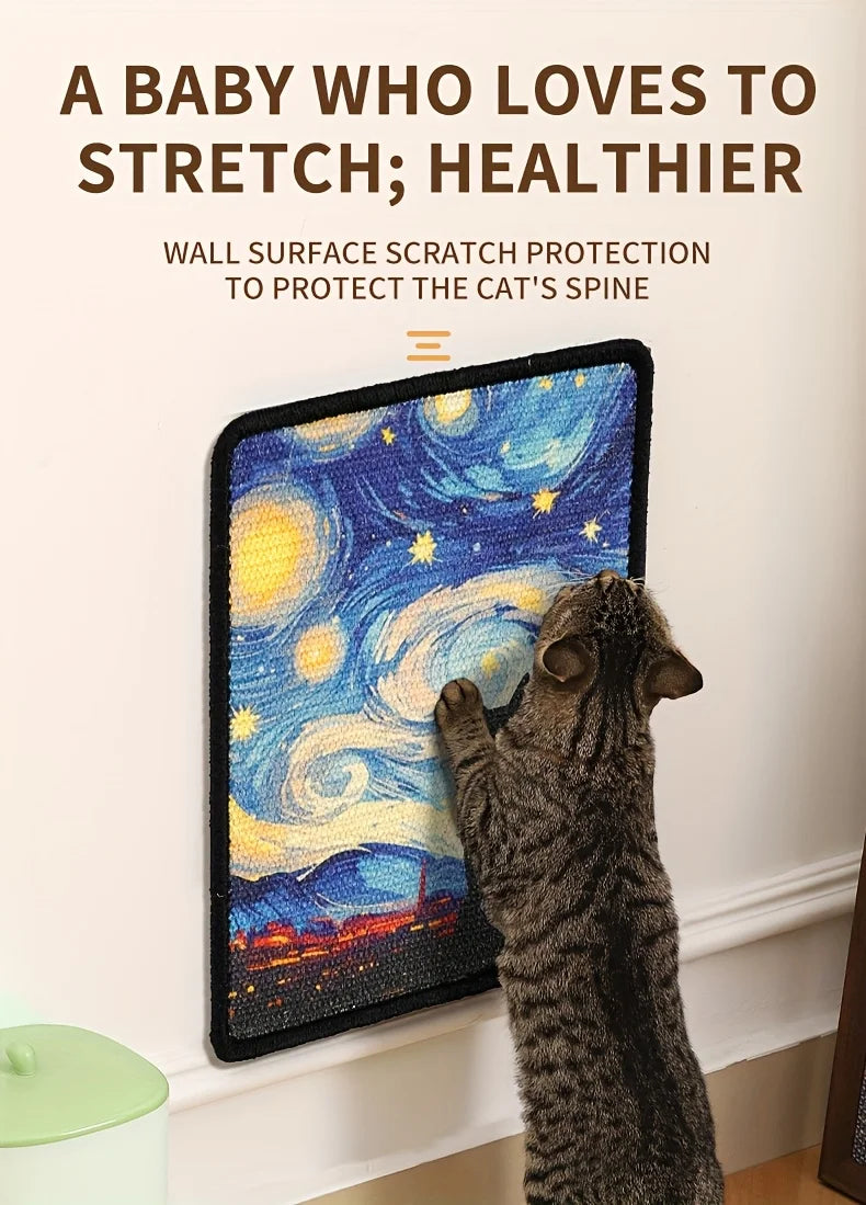 Minimalist Wall-Mounted Cat Scratching Mat | Space-Saving Soft Fabric Clawing Pad