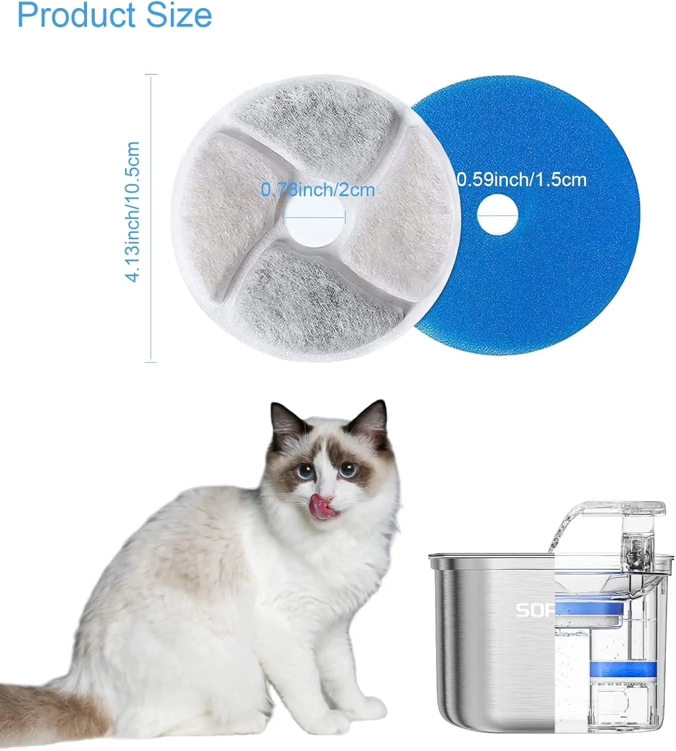Triple-Action Replacement Filters for Cat Water Fountain