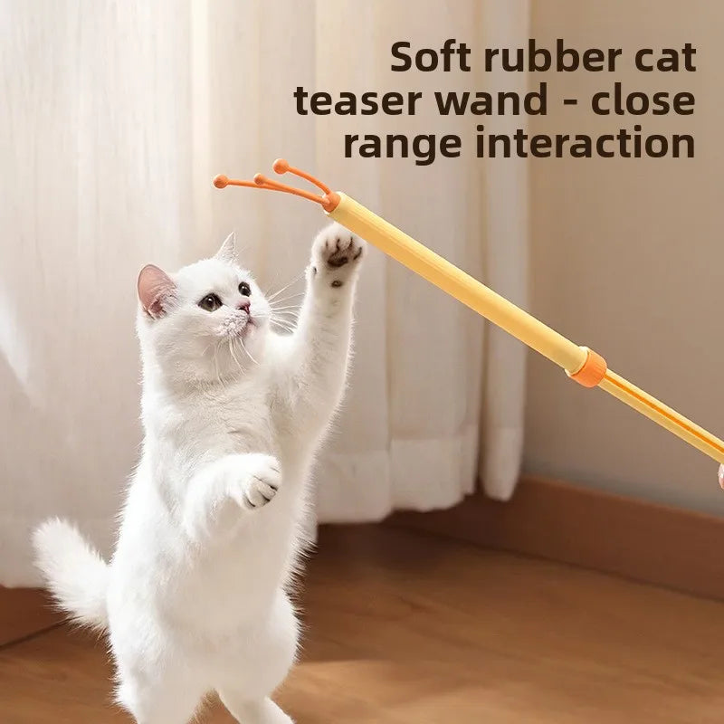 2-in-1 Retractable Kitten Teaser Wand & Grooming Massager