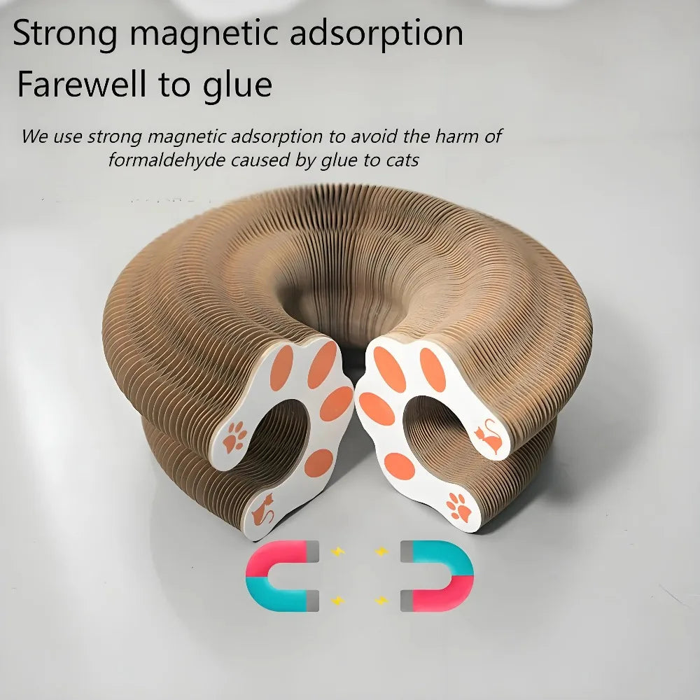 Magic Folding Cat Scratching Board | Interactive Accordion Toy with Rolling Bell