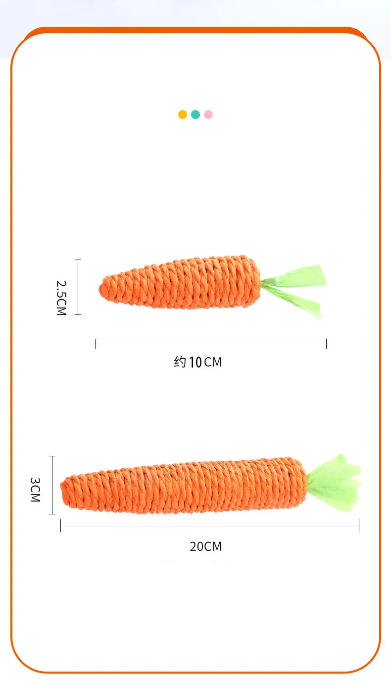 Interactive Carrot Cat Chew Toy | Bite-Resistant Natural Paper Rope Dental Scratcher