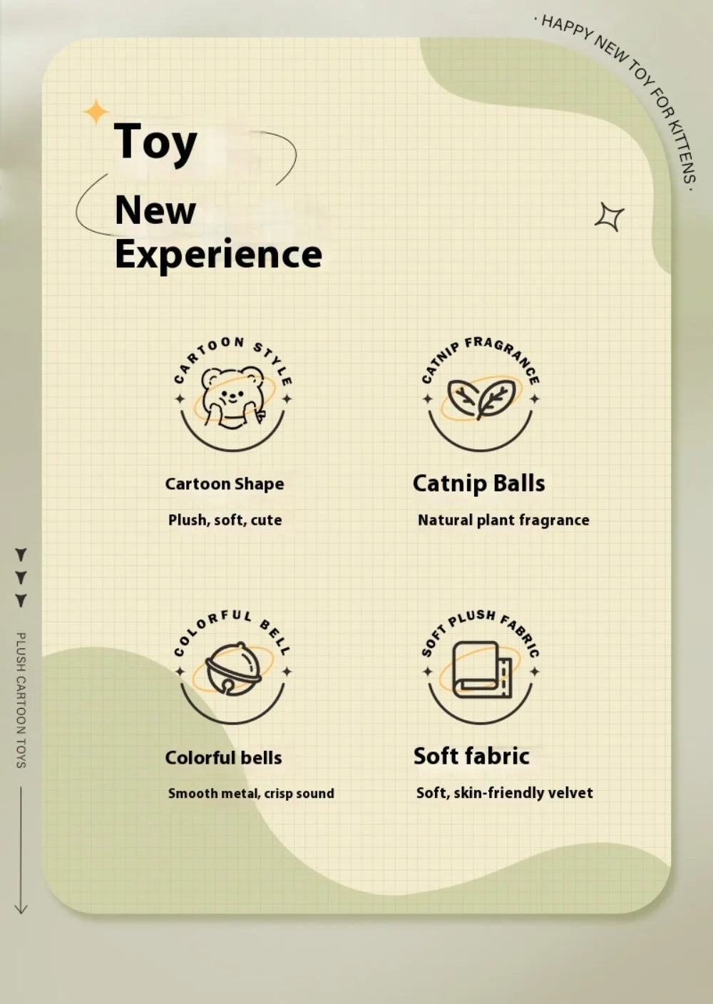 Interactive Catnip Plush Character Toy | Self-Entertainment Dental Chew with Built-In Bell