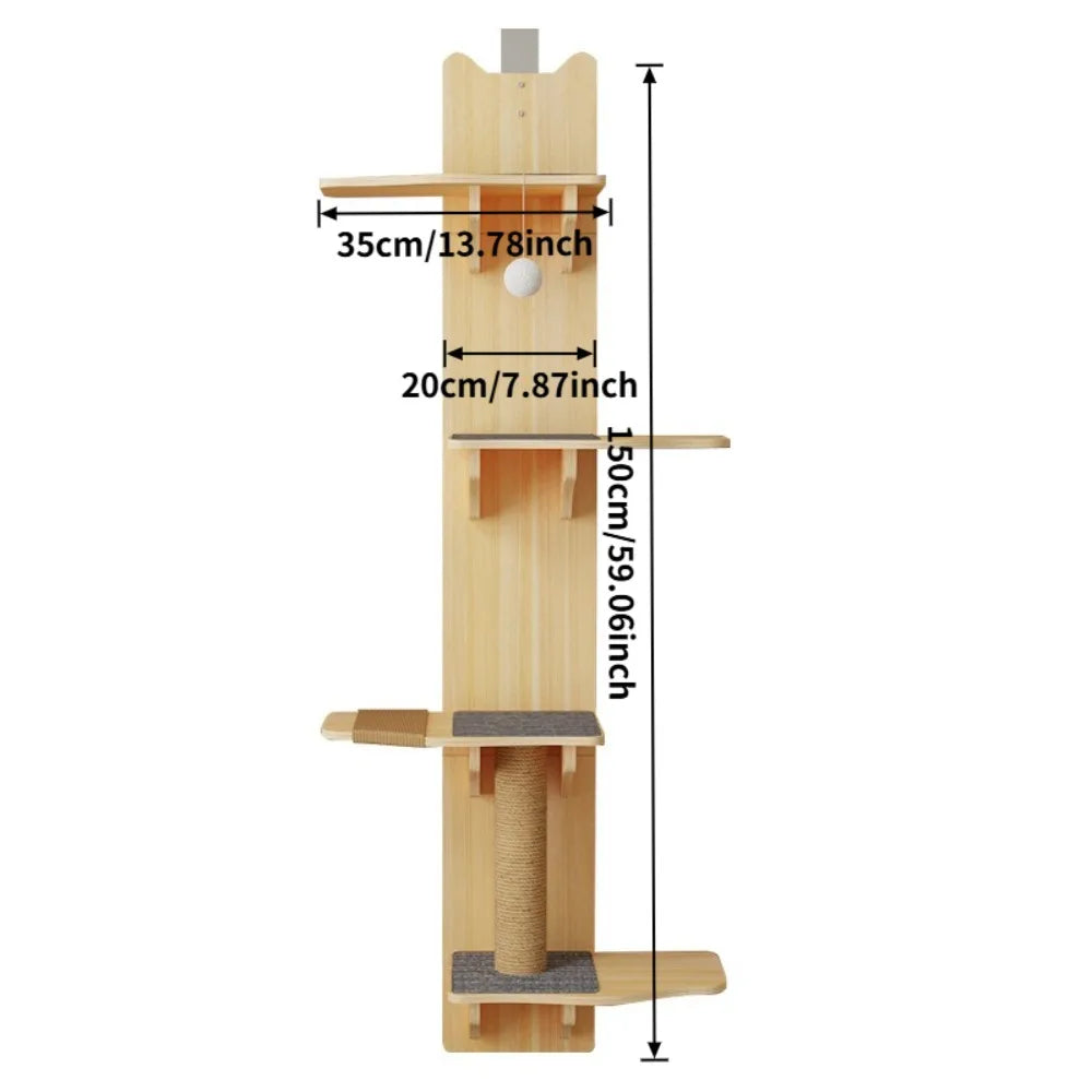 4-Level Solid Wood Hanging Door Cat Climber