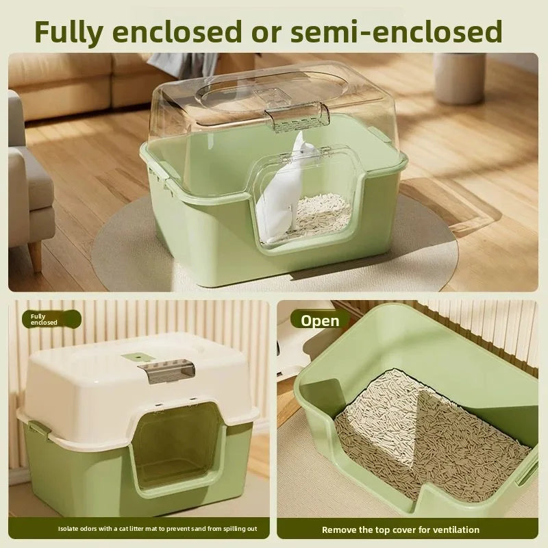 UV Sterilizing Fully Enclosed Cat Litter Box | Hygienic Self-Cleaning Germ & Odor Shield