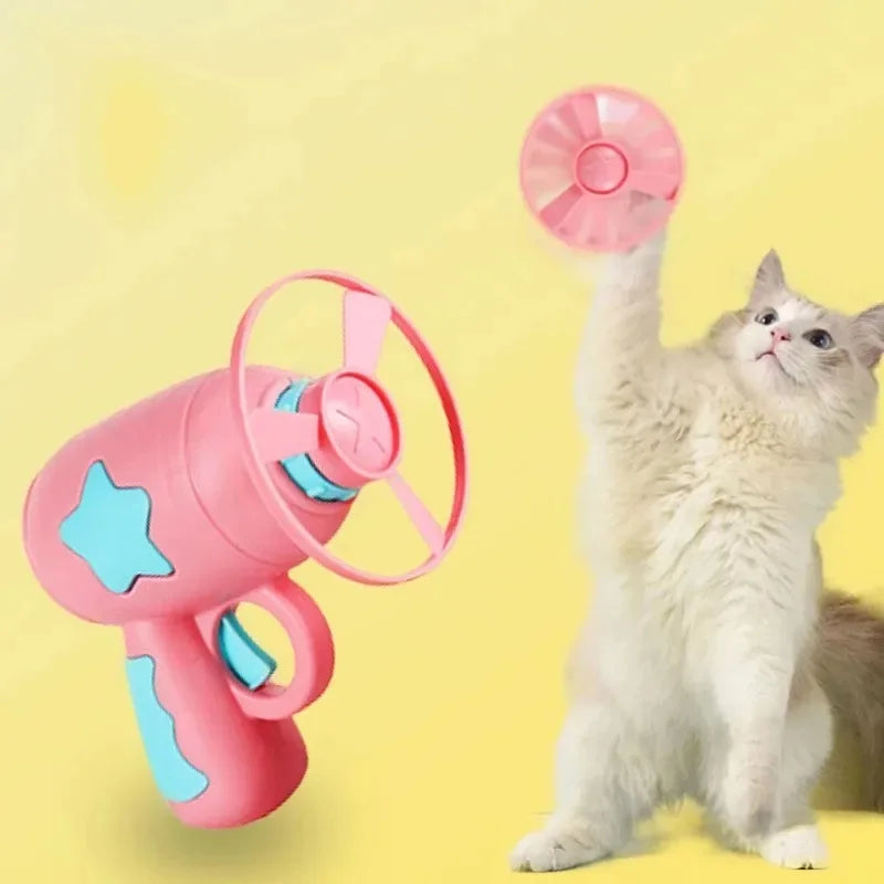Mini Flying Disc Cat Launcher Gun | Interactive Pocket-Sized Indoor Chasing Toy
